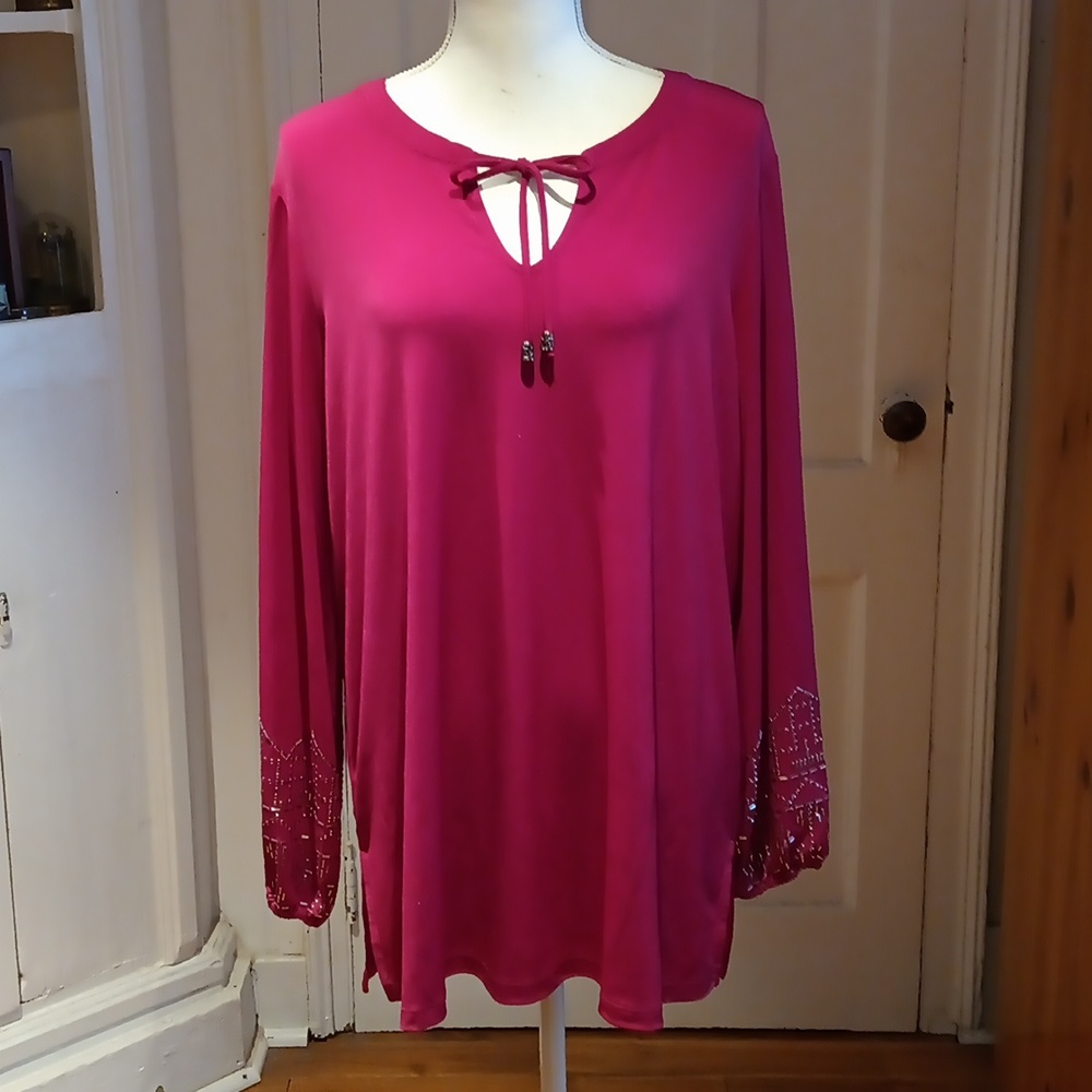 NEW Susan Graver Artisan Liquid Knit Blouson Sleeve Tunic